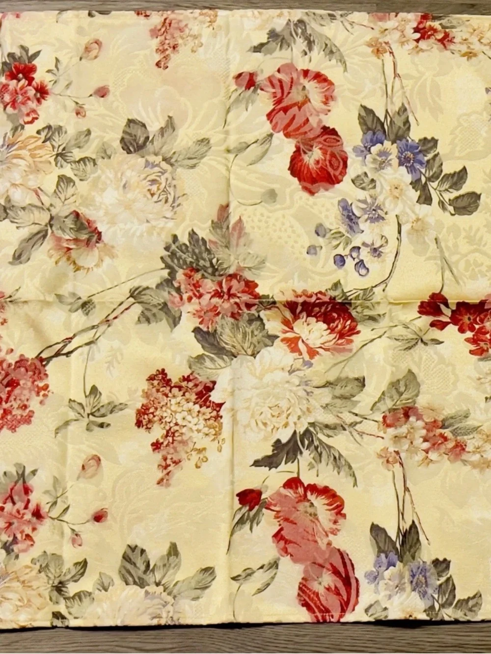 Liz Claiborne Floral Linen Set Placemats Napkins Rambling Rose Cottagecore Vtg